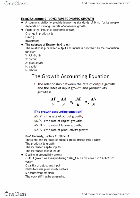 ECON 222 Lecture Notes - Lecture 9: Measurement Problem, Production Function, Industrial Revolution thumbnail