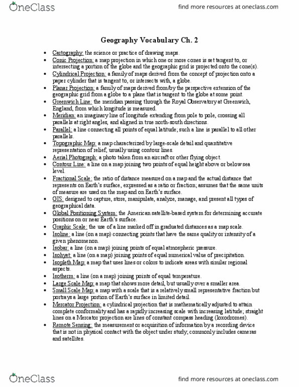 GEO 210 Chapter Notes - Chapter 2: Global Positioning System, Mercator Projection, Map Projection thumbnail