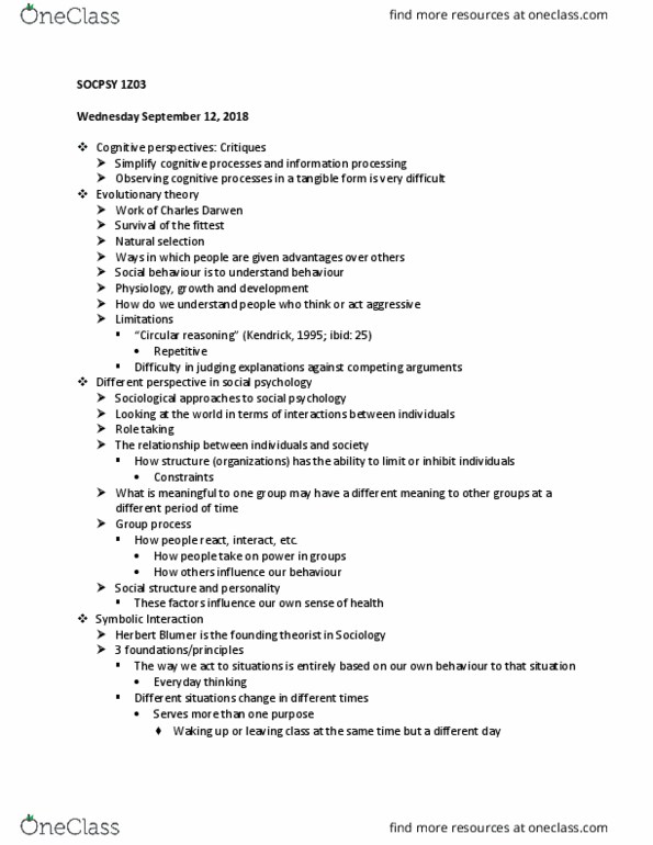 SOCPSY 1Z03 Lecture Notes - Lecture 2: Group Conflict, Circular Reasoning, Herbert Blumer thumbnail