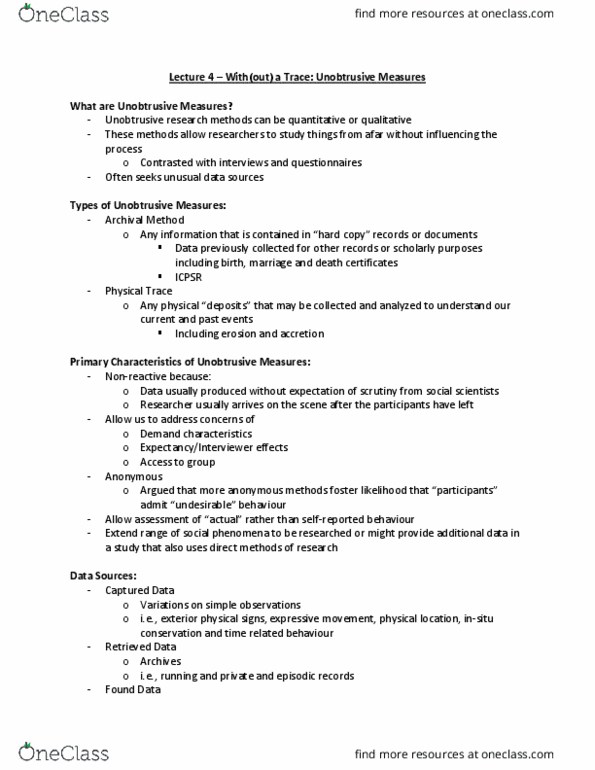 CRIM 321 Lecture Notes - Lecture 6: Demand Characteristics, Insitu thumbnail