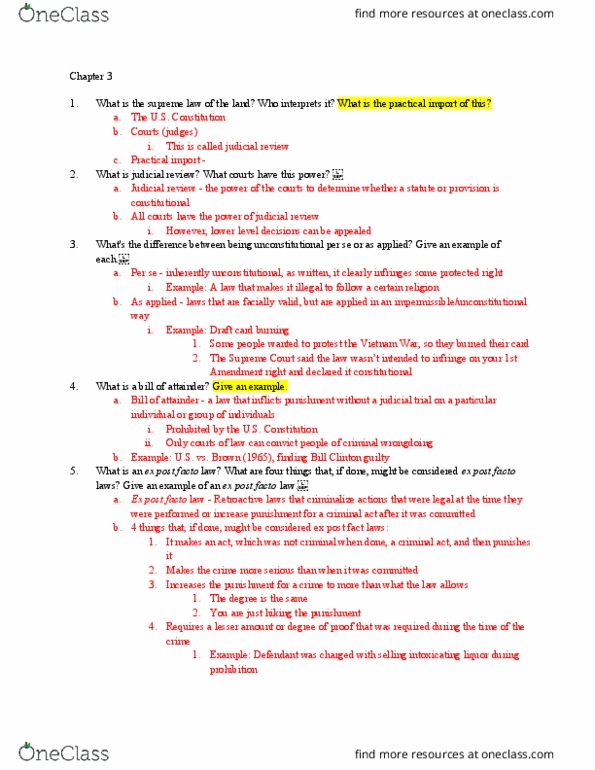 POLI 3120 Chapter Notes - Chapter 3: Ex Post Facto Law, Lifesaving, Dominick Fernow thumbnail