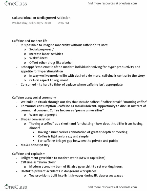 HLTHAGE 2L03 Lecture Notes - Lecture 5: English Coffeehouses In The 17Th And 18Th Centuries, Alarm Clock, Coffee Culture thumbnail