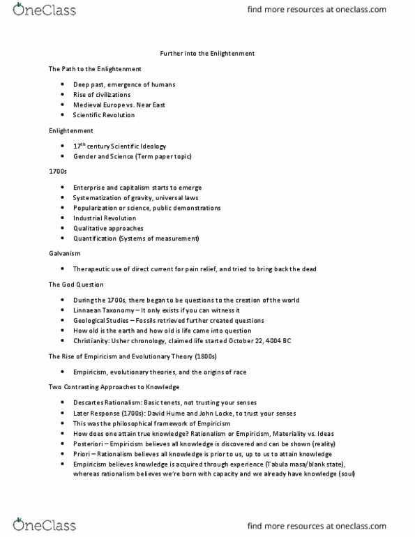 GNED 1203 Lecture Notes - Lecture 2: Linnaean Taxonomy, Scientific Revolution, Empiricism thumbnail