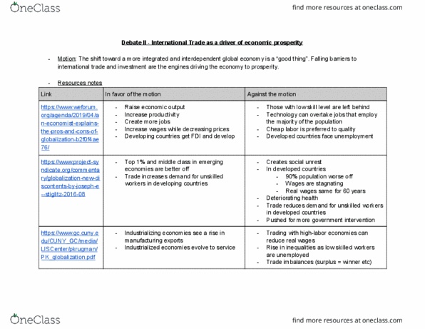 INTB 1209 Lecture 8: Debate II - International Trade as a driver of economic prosperity thumbnail