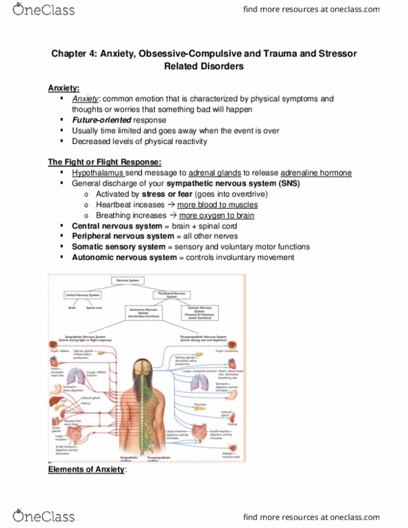 Psychology 2030A/B Chapter Notes - Chapter 4: Sympathetic Nervous System, Peripheral Nervous System, Autonomic Nervous System thumbnail