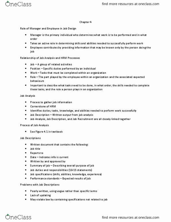 HRES 2170 Lecture Notes - Lecture 4: Job Analysis, Performance Management, Specific Performance thumbnail