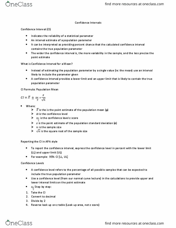 HPED 2030 Lecture Notes - Lecture 5: Confidence Interval, Interval Estimation, Point Estimation thumbnail