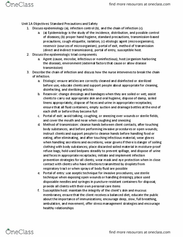 NUR 1021C Chapter Notes - Chapter Lab Test 1: Asepsis, Stress Management, Body Fluid thumbnail