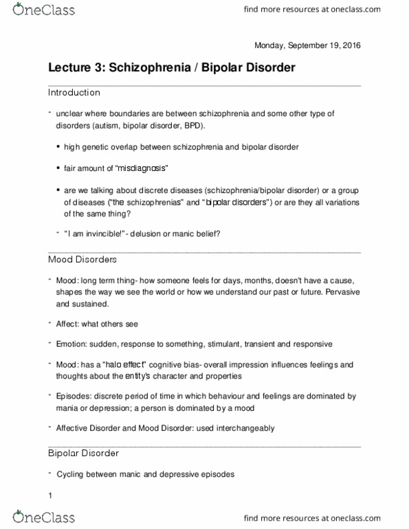 HLTHAGE 1CC3 Lecture Notes - Lecture 3: Bipolar Disorder, Mood Disorder, Cognitive Bias thumbnail