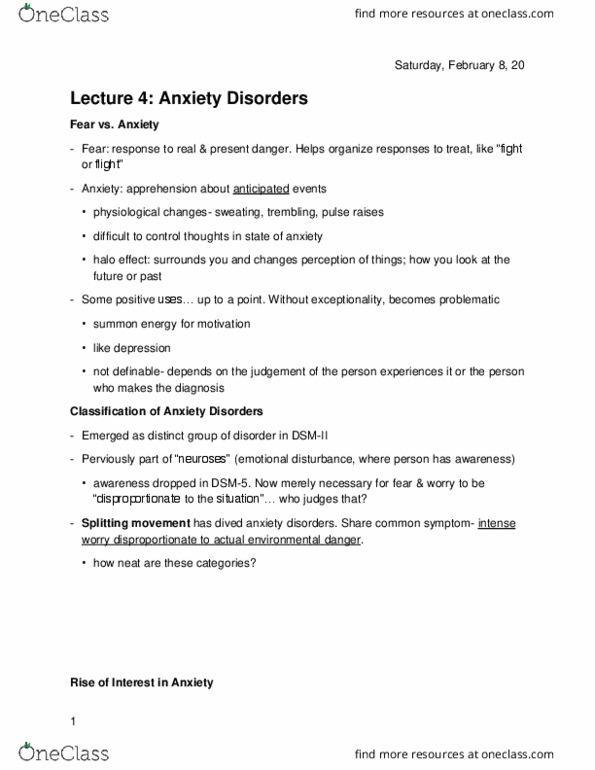HLTHAGE 1CC3 Lecture Notes - Lecture 4: Mental Disorder, Dsm-5, Panic Disorder thumbnail
