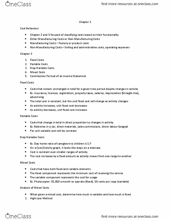 ACCT 3224 Lecture Notes - Lecture 10: Fixed Cost, Variable Cost, Photocopier thumbnail