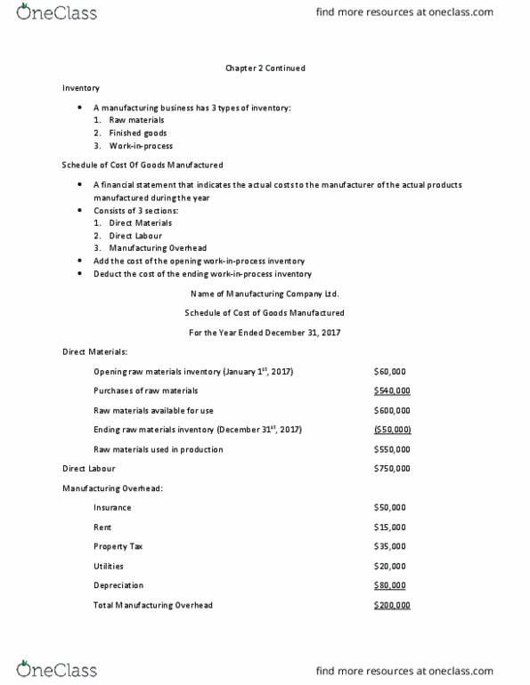 ACCT 3224 Lecture Notes - Lecture 15: Finished Good, Financial Statement, Income Statement thumbnail