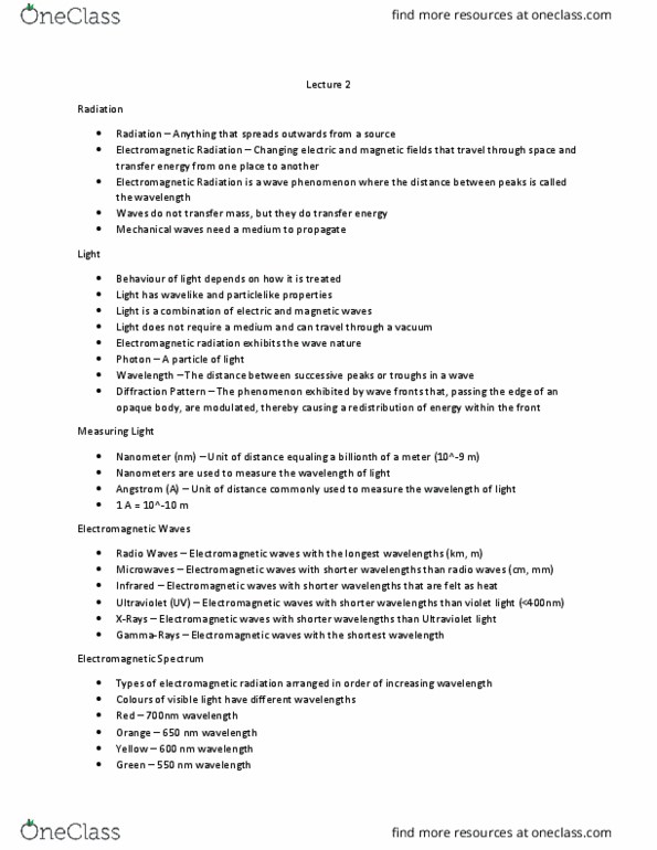 ASTR 1103 Lecture Notes - Lecture 2: Electromagnetic Radiation, Nanometre, Diffraction thumbnail