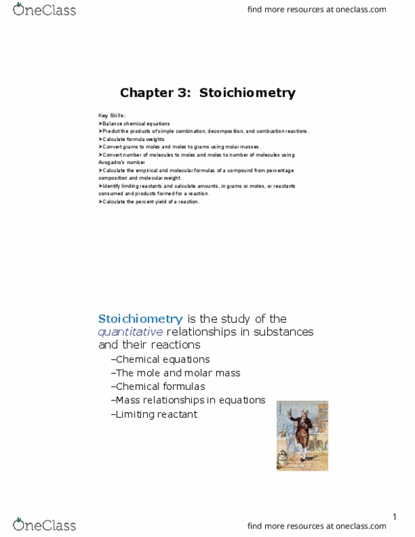 CHM2045 Lecture Notes - Lecture 3: Molar Mass, Limiting Reagent, Molecular Mass thumbnail