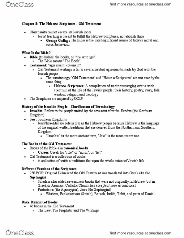 CHRTC 250 Chapter Notes - Chapter 8: George Gallup, Septuagint, Twelve Minor Prophets thumbnail