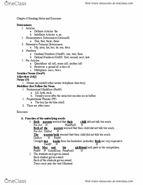 LING 200 Chapter Notes - Chapter 8: Telephone Directory, Pronoun, Genitive Case thumbnail