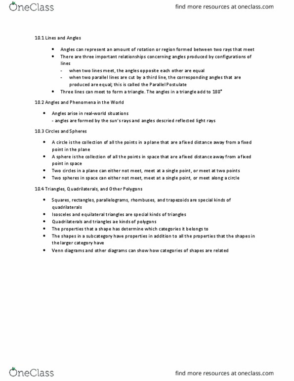 MATH 202 Chapter Notes - Chapter 10: Parallel Postulate thumbnail