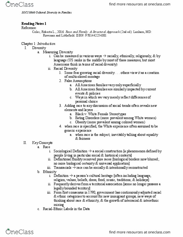 SOCI 3250 Chapter Notes - Chapter 1: International Standard Book Number thumbnail