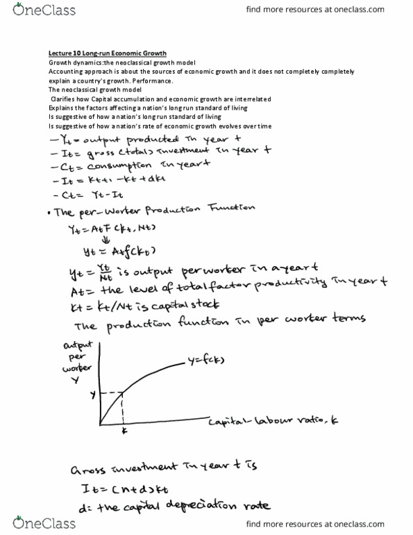 ECON 222 Lecture Notes - Lecture 10: Capital Accumulation cover image