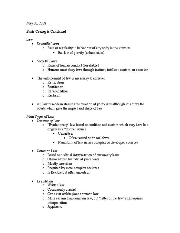 Political Science 1020E Lecture Notes - Code Of Law, Private Law, Public Law thumbnail