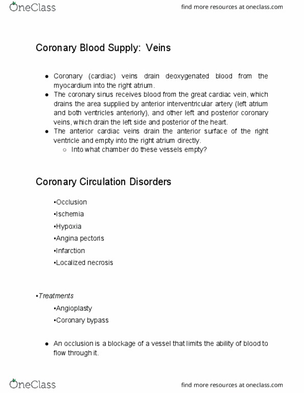 BIOL 221 Lecture Notes - Lecture 2: Great Cardiac Vein, Anterior Interventricular Branch Of Left Coronary Artery, Angina Pectoris thumbnail