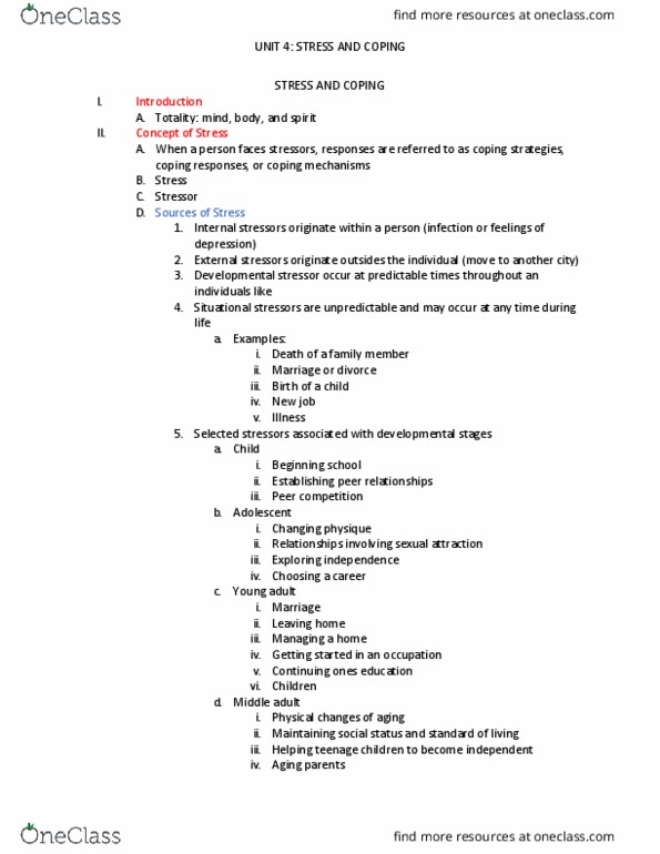 NUR 1021C Chapter Notes - Chapter Test 1: Stressor, Stress Management, Hives thumbnail