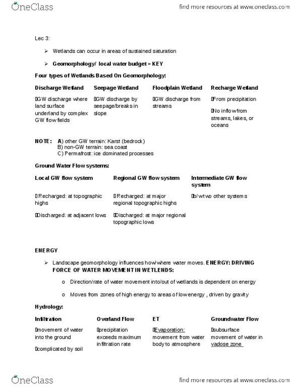 BIOL462 Lecture Notes - Vadose Zone, Metres Above Sea Level, Geomorphology thumbnail