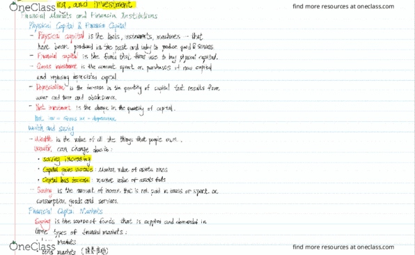 Economics 1022A/B Lecture Notes - Lecture 11: Loanable Funds, Capital Loss, Financial Capital cover image