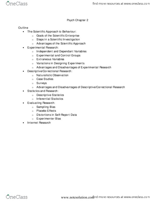 PSY100Y5 Chapter Notes - Chapter 2: Sampling Bias, Operational Definition, Confounding thumbnail