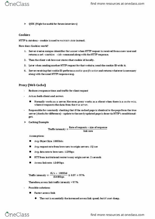 CS456 Lecture Notes - Lecture 8: Web Cache, Master Sergeant, Hypertext Transfer Protocol thumbnail