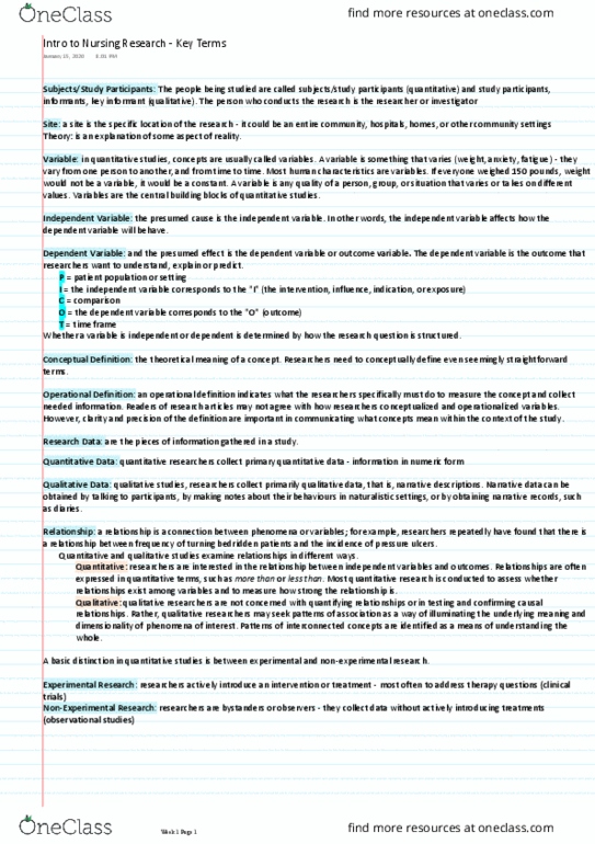 HTHSCI 4NR3 Lecture Notes - Lecture 1: Theoretical Definition, Dependent And Independent Variables, Operational Definition thumbnail