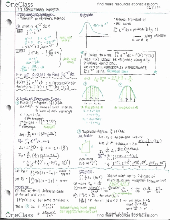 Calculus 1501A/B Lecture 22: 7.7 Approximating Integrals cover image