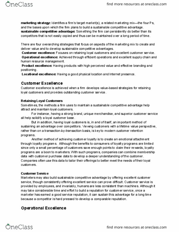 COMMERCE 2MA3 Chapter Notes - Chapter 2: Human Resource Management, Operational Excellence, Customer Retention thumbnail