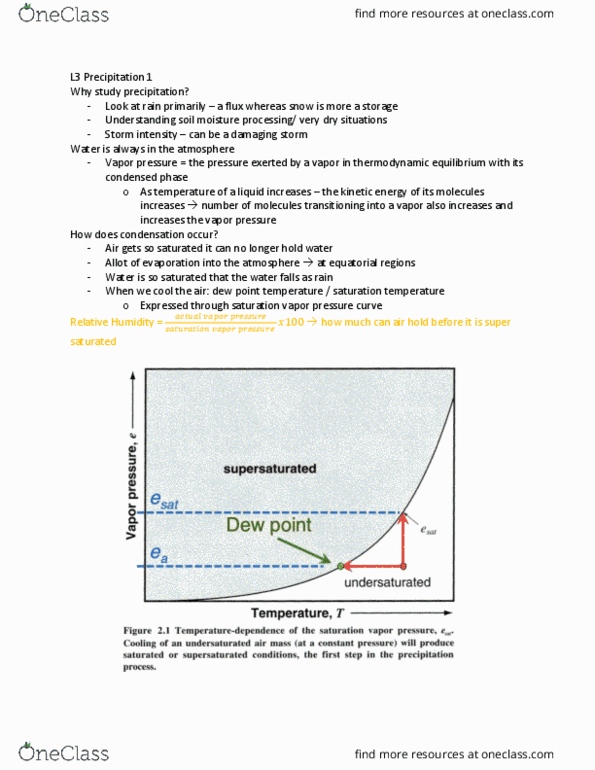 GEOG 322 Lecture Notes - Lecture 3: Thermodynamic Equilibrium, Dew Point, Hadley Cell thumbnail