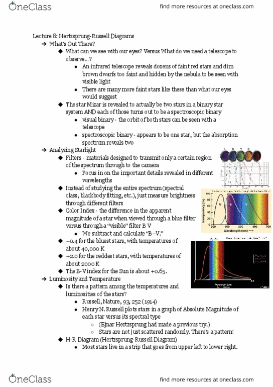 AST 104 Lecture Notes - Lecture 8: Binary Star, Colour Index International, Apparent Magnitude thumbnail