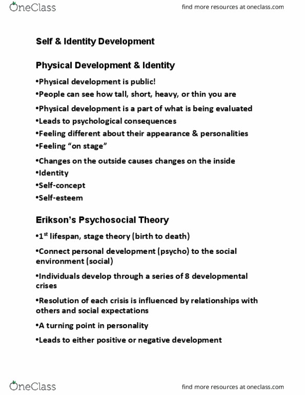 EPSY 210 Lecture Notes - Lecture 7: Sexual Identity, Normative Social Influence, Identity Formation thumbnail