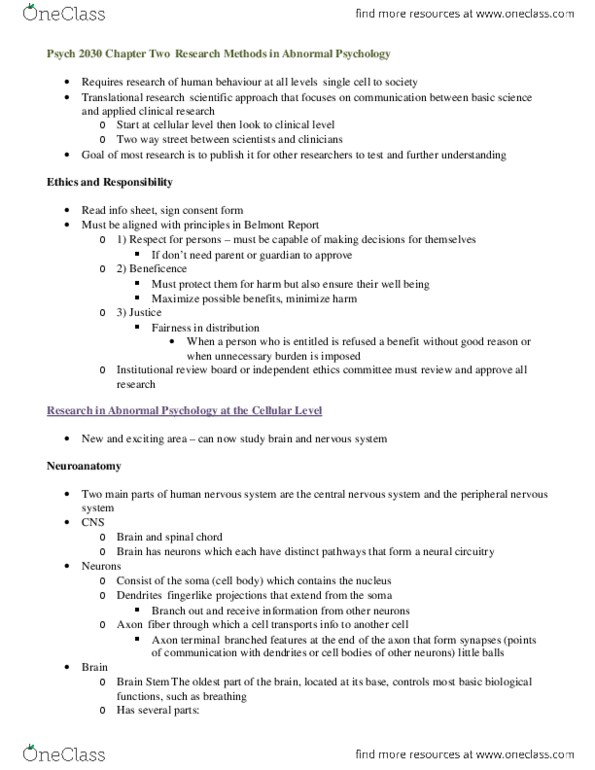 Psychology 2030A/B Chapter Notes - Chapter 2: Hypothalamus, Neuroimaging, Epigenetics thumbnail