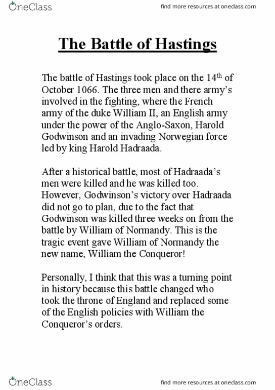HIS 150 Lecture 4: The Battle of Hastings thumbnail