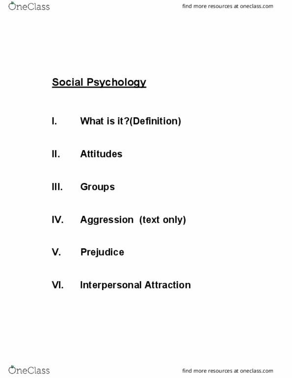 PSY 110 Lecture Notes - Lecture 12: Groupthink, Fundamental Attribution Error, Social Influence thumbnail