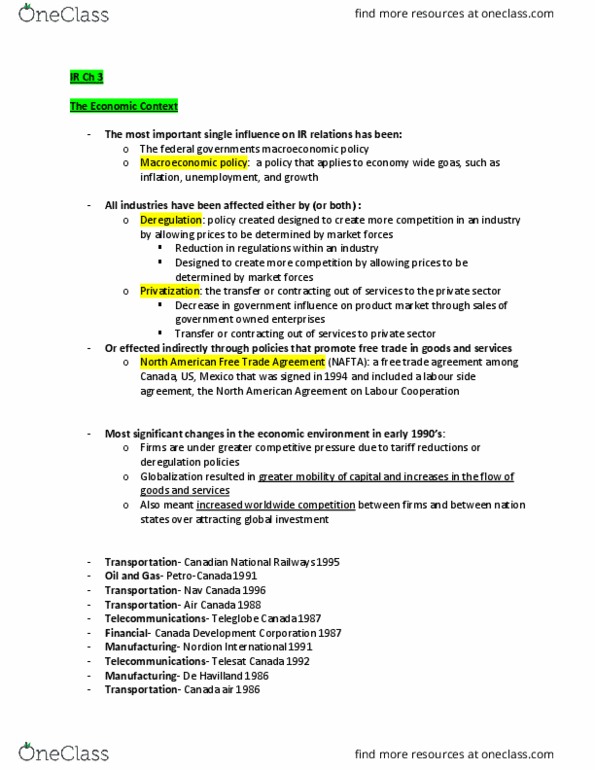 INDR 294 Lecture Notes - Lecture 3: Canadian National Railway, Telesat, Nav Canada thumbnail