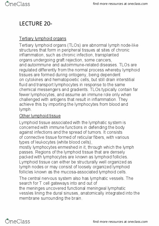 401002 Lecture Notes - Lecture 20: Dural Venous Sinuses, Tlos, Transplant Rejection thumbnail