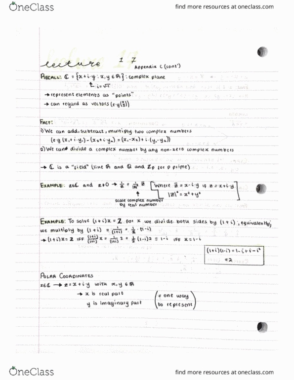Mathematics 1600A/B Lecture 17: Appendix C cont’d cover image