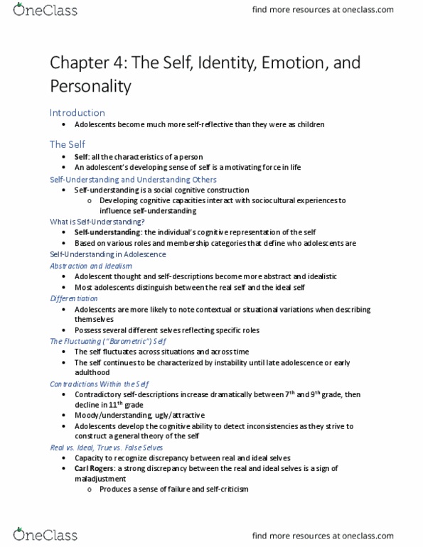 PSYC 2351 Chapter Notes - Chapter 4: The Emotions, Main Source, Narcissism thumbnail