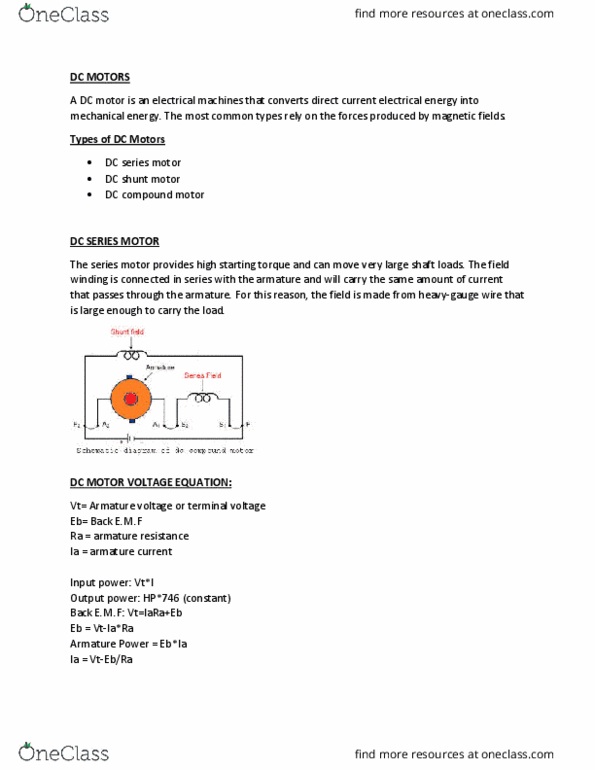 EET-226 Lecture Notes - Lecture 18: Dc Motor, Field Coil thumbnail