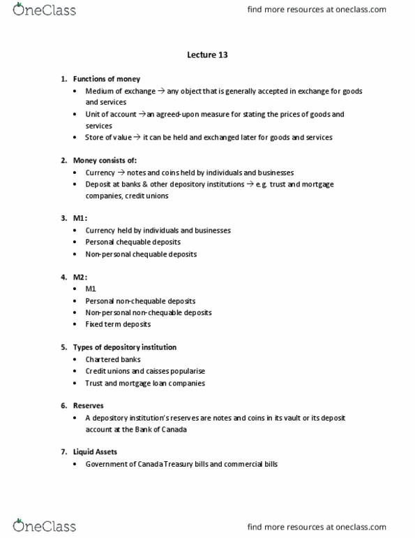 ECON 102 Lecture Notes - Lecture 12: United States Treasury Security, Deposit Account, Open Market Operation thumbnail