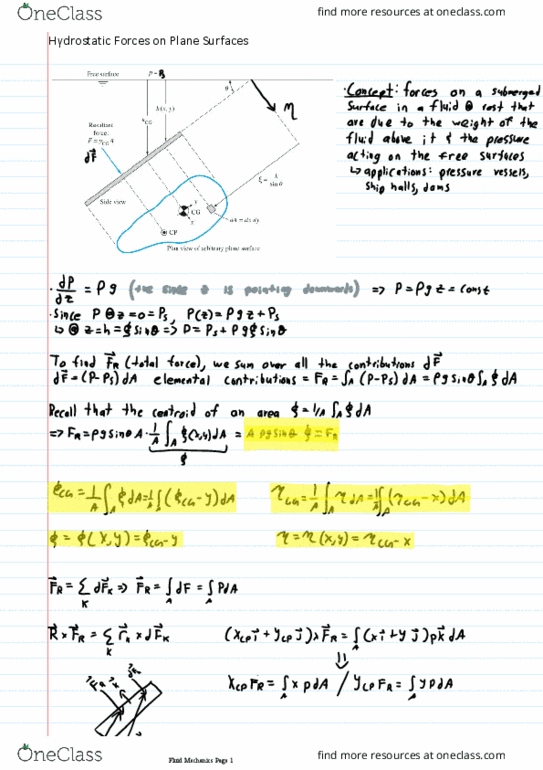Mechanical and Materials Engineering 2273A/B Lecture 6: Hydrostatic Forces on Plane Surfaces thumbnail