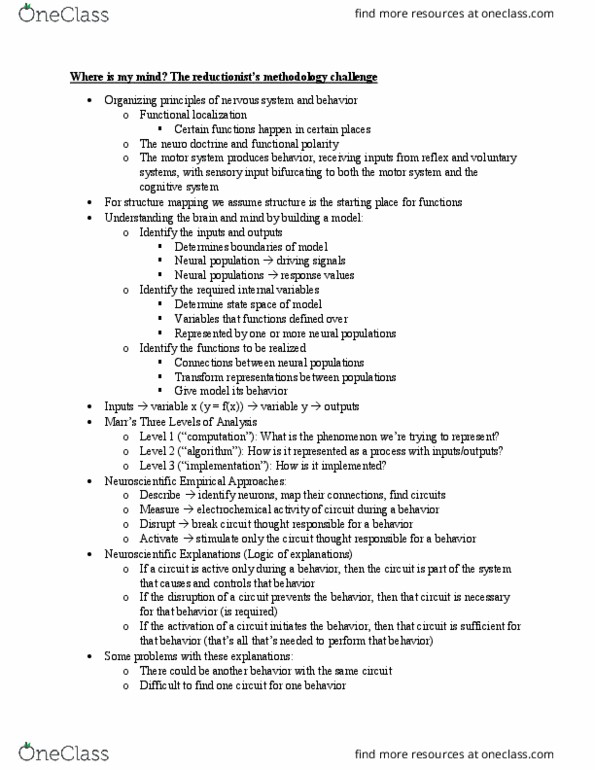 COGS 100 Lecture Notes - Lecture 5: Motor System thumbnail