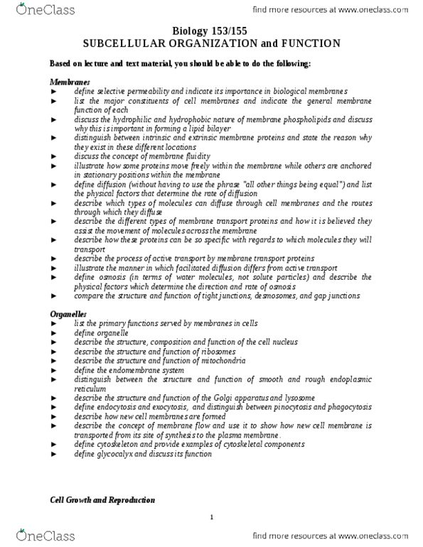 BIOL 153 Lecture Notes - Membrane Transport Protein, Lipid Bilayer, Ribosomal Rna thumbnail