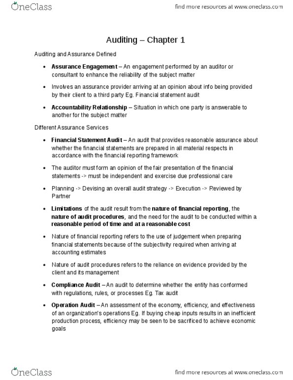 FREB22H3 Chapter Notes - Chapter 1: Audit Evidence, Corporate Social Responsibility, Financial Statement thumbnail