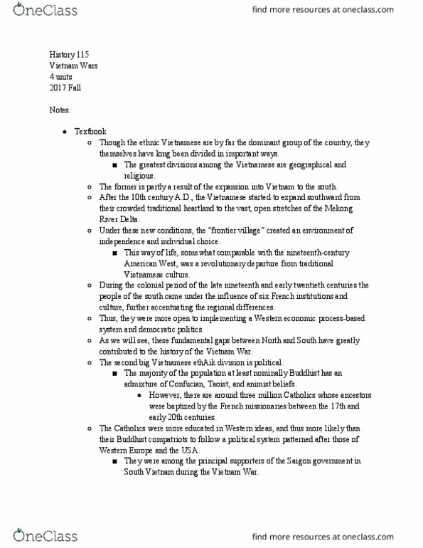 HIST 115 Chapter Notes - Chapter 3: Mekong Delta, Caodaism thumbnail